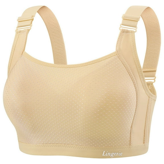 AINIYS Soft Cup Bra Secure Fit Bra for Women Plus Size Armpit Fat Control Bra Wireless Breathable Everyday Bras Wide Straps Bralette Beige 42