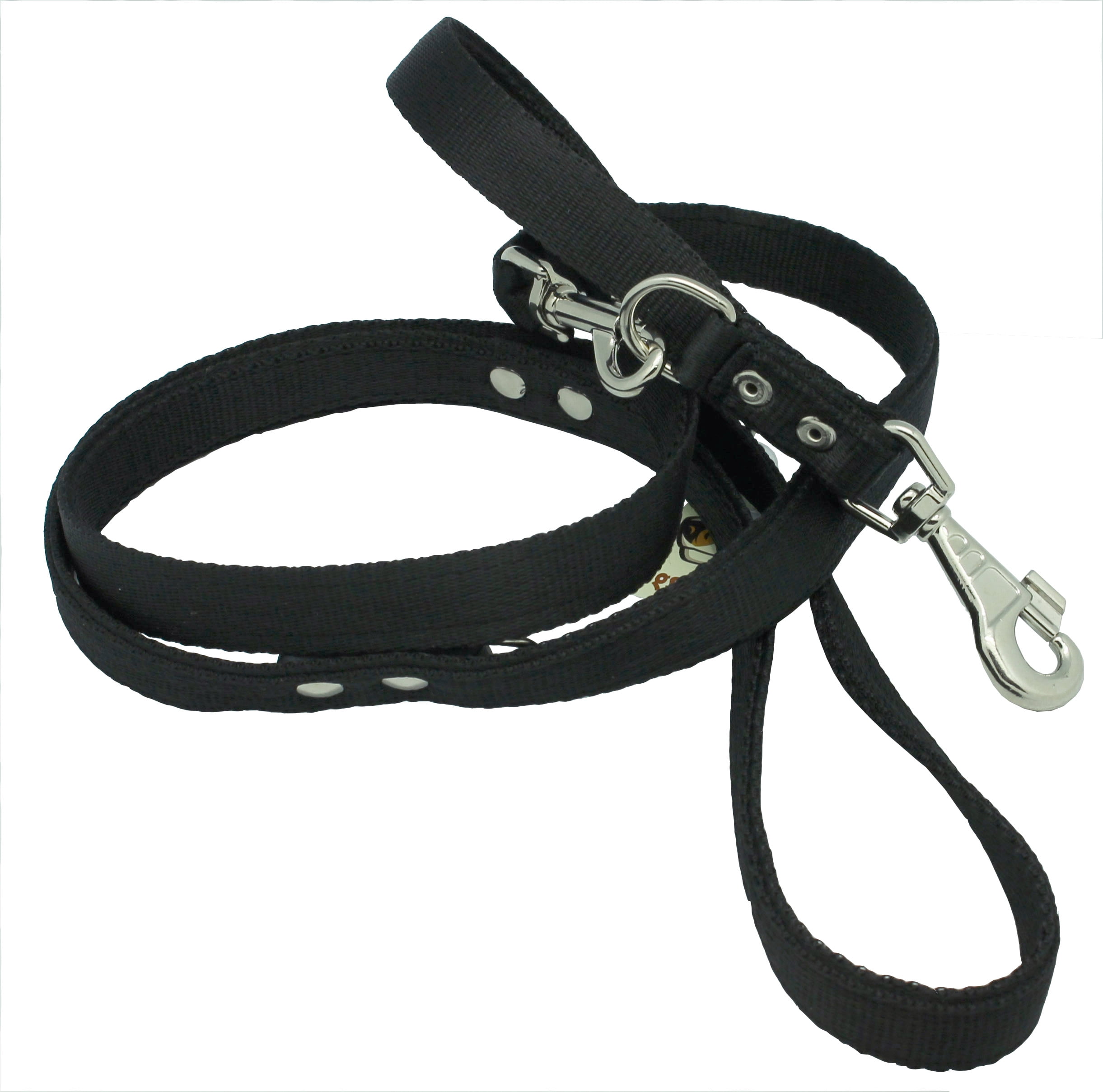 1" Wide 6 Way European Multi-functional Nylon Dog Leash, Adjustable Lead Black 40"-70" Long