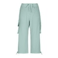 thumbnail image 7 of FAHXNVB Womens Cargo Capris Pants High Waist Casual Capri Pants with Pockets Dressy Lightweight Loose Fit Baggy Hiking Cargo Pants, 7 of 7