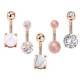thumbnail image 2 of Trayknick 5/10Pcs Women Faux Opal Inlaid Belly Button Navel Rings Body Piercing Jewelry Rose Gold 5Pcs, 2 of 11