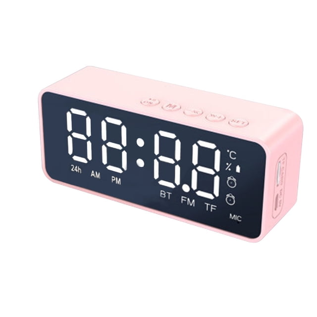 Mini altavoz Reloj despertador ajustable LED Sonido envolvente Audio Altavoz V5.0 compatible con Bluetooth, Rosa seitruly EL002902-03B