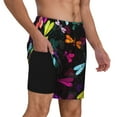 thumbnail image 3 of Balery Colorful Dragonflies Mens Swim Trunks Swim Shorts for Men Quick Dry Inseam Beach Shorts with Compression Liner Pocket-X-Large, 3 of 9