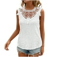 thumbnail image 5 of Lace Tank Tops for Women Sleeveless Round Neck Hollow-out Dressy Casual Blouses Cozy Elegant Summer Going Out Tees (XL, White), 5 of 7