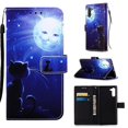 thumbnail image 2 of Compatible avec Samsung Galaxy Note 10 Étui Portefeuille en Cuir avec Fente pour Carte Support Motif - Cat et Sun, 2 of 5