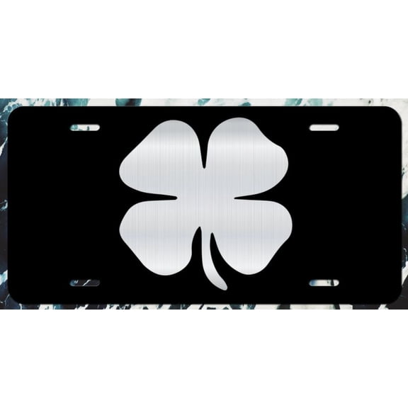 Four Leaf Clover License Plate Tag Vanity Front - Aluminum ( 12 inch x 6 inch )