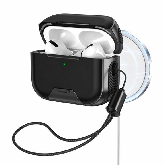 Corliven for Airpods Pro 2nd Gen (2022) Case with Magnetic Charging and Kickstand, With Strap, Titanium