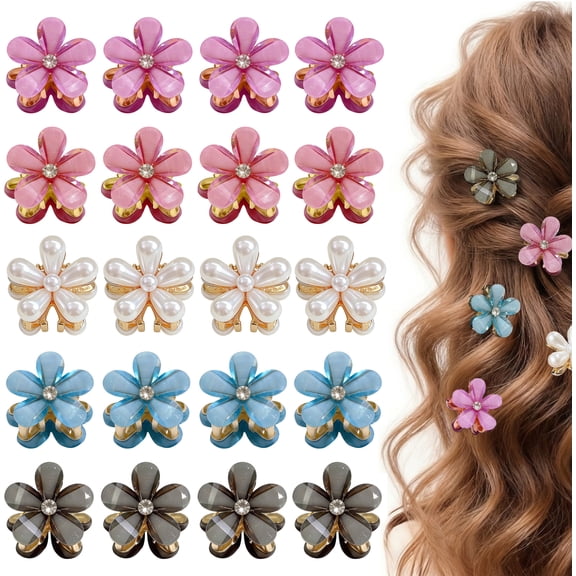 LAPTOM MAX 20 Pcs Mini Flower Claw Clips, Hair Clips for Women Girls, Small Decorative Hair Accessories