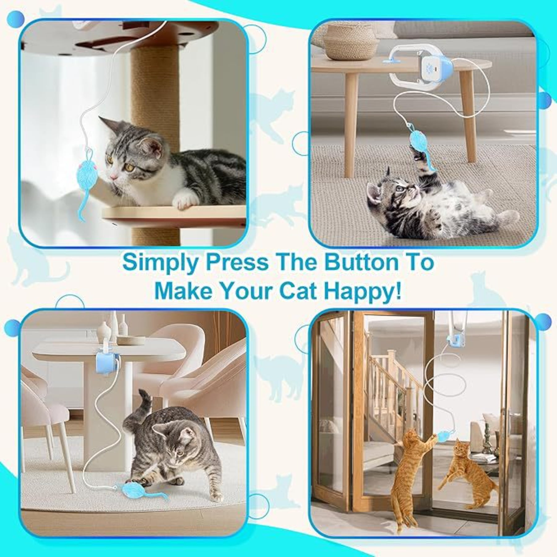 Remote Control Cat Toy Electric Bouncing Mouse Yo Yo with Door Clip for Active Cats Playtime