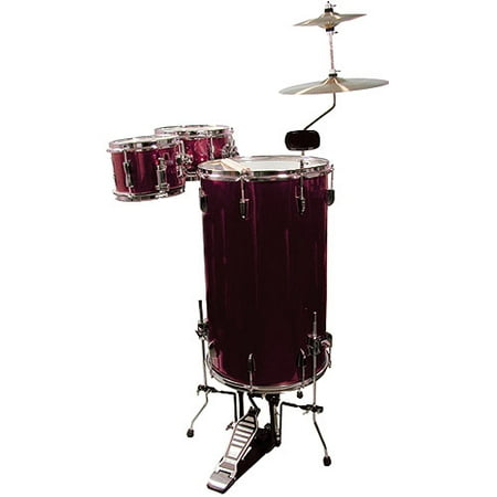 GP Percussion 3-Piece Cocktail Drum Set, Wine Red