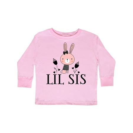 

Inktastic Little Sister Girl Bunny Lil Sis Gift Toddler Toddler Girl Long Sleeve T-Shirt