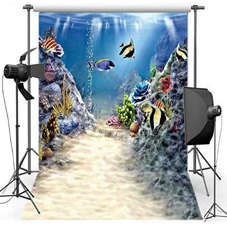 Image of GreenDecor 5x7ft Under The Sea ocean Aquarium Fish backdrop wedding Birthday Backgrounds