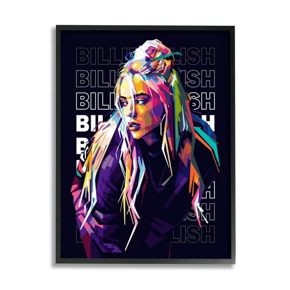 Stupell Industries Billie Eilish Modern Abstract Geometric Portrait Famous Figure, 11 x 14, Design by Birch&Ink