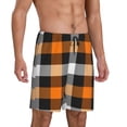 thumbnail image 2 of Kdxio Orange Plaid Print Mens Sleep Shorts Bottoms Soft Comfy Pajama Wear Pants with Drawstring Pockets, 2 of 7