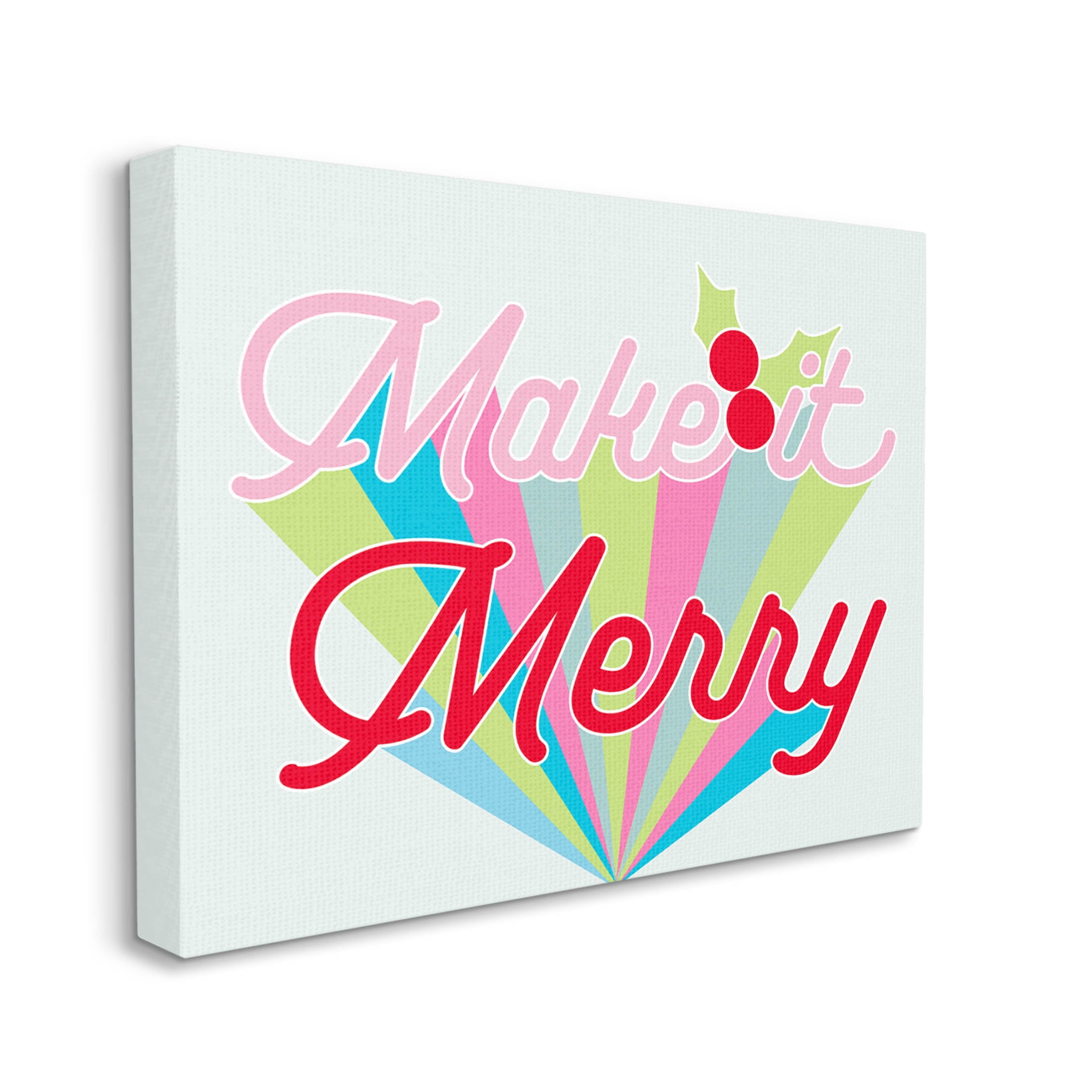 Make It Merry Bold Christmas Stripes Holiday Graphic Art Gallery Wrapped Canvas Print Wall Art