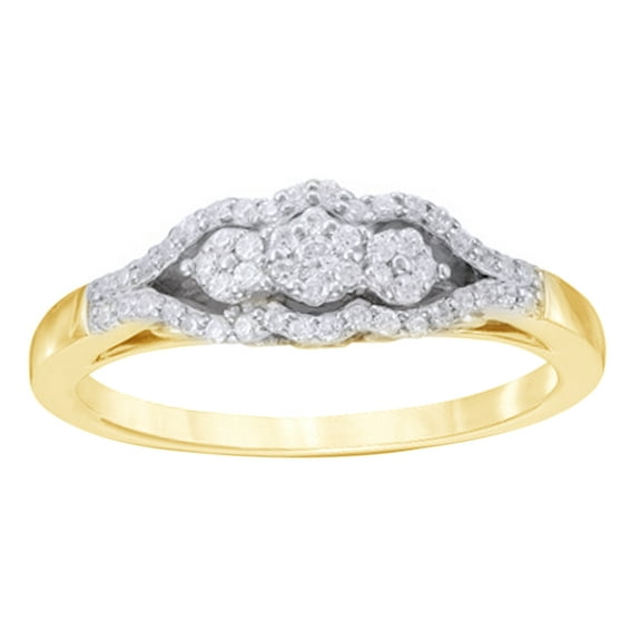 AFFY White Natural Diamond Cluster Ring in 10k Yellow Gold (0.2 Cttw)