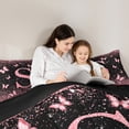 thumbnail image 4 of Homewish Monogrammed S Female Bedding Comforter Set 7 Pieces, Cartoon Pink Kawaii Butterfly Full Bedding Set, Glitter Stars Diamond Reversible Fitted Sheet Flat Sheet, Super Cozy Room Decor, 4 of 7