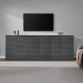 thumbnail image 6 of SICOTAS 92.7" W Fluted Kitchen Storage Cabinet with 6 Doors & Adjustable Shelves, Modern Coffee Bar Station Set of 3, Side Cabinets for Dining Room, Living Room, Entryway in Black, 6 of 9
