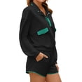 thumbnail image 5 of Long Sleeve Women 2 Pieces Sweatsuit Half Button Sweatshirt and Shorts Sets Outfit, 5 of 6