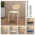 thumbnail image 5 of LeisureMod Velvet Dining Chair Armless Rattan Back Side Chair Modern Accent Chair Comfortable Padded Seat Kitchen Chair with Powder-Coated Stainless Steel Base Euston Collection in Beige, 5 of 11