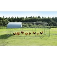 thumbnail image 2 of Large metal chicken coop upgrade three support steel wire impregnated plastic net cage, Oxford cloth silver plated waterproof UV protection, duck rabbit sheep bird outdoor house 9.2'W x 18.7'L x 6.5', 2 of 7
