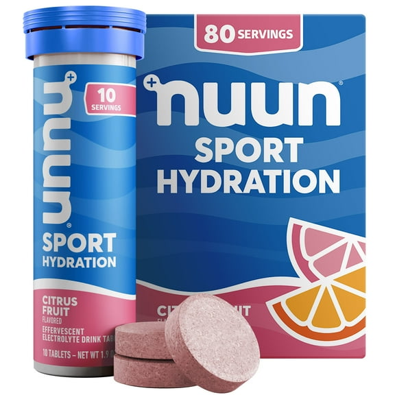 Nuun Sport Electrolyte Tablets for Proactive Hydration, Citrus Fruit, 8 - 10 Count Tubes
