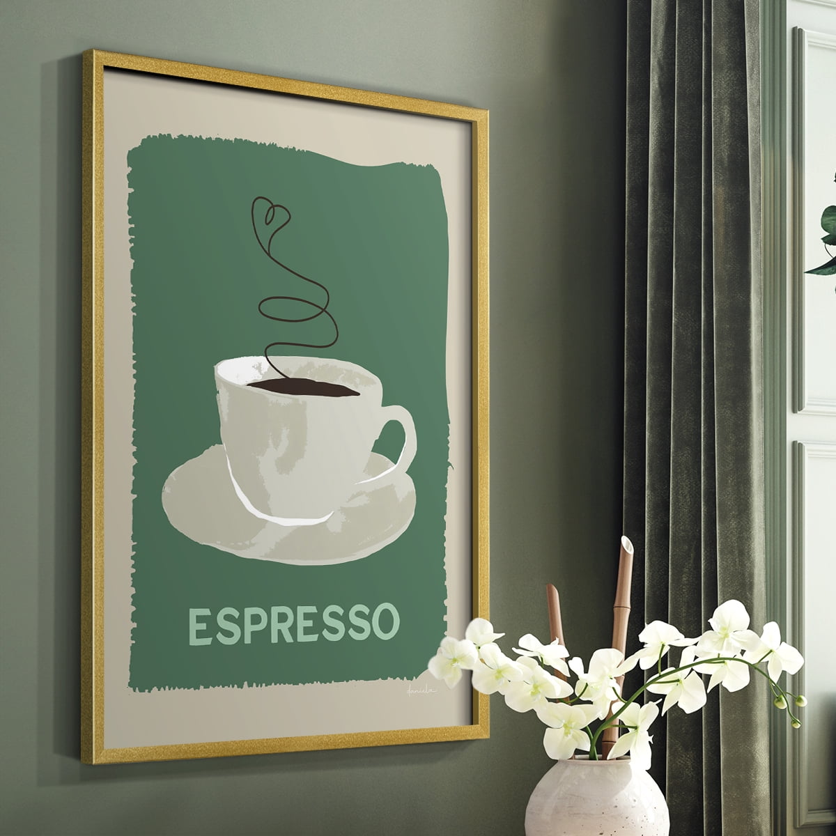 Modern Coffee IV in Gold Solid Wood 8 x 10 Framed Print