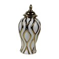 thumbnail image 4 of Jarrón de jengibre de porcelana, jarrón de jengibre de cerámica con tapa, decoración artesanal de porcelana Oro blanco medio, 4 of 9