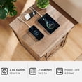 thumbnail image 3 of T4TREAM Farmhouse 18'' Nightstand with Charging Station for Living Room, End Table with Barn Door, Side Table with 3-tier Storage, Light Brown, 3 of 7