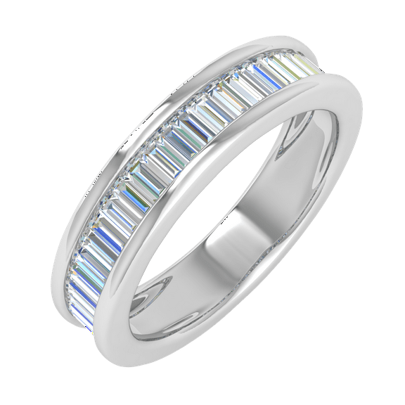 1/2 Carat Channel Set Baguette Shape Diamond Wedding Band Ring in 14K White Gold (Ring Size 9.75)