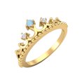 thumbnail image 2 of 2mm Rond Larimar 925 en Argent Sterling Jaune Plaqué Femmes Couronne Tiare Anneau, 2 of 4
