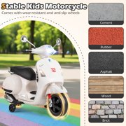 Costway Licensed VESPA 12V Kids Electric Motorcycle with Music Horn Story Training Wheels White