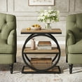 thumbnail image 6 of Tribesigns 3-Tier Narrow End Table with Black Metal Frames, Industrial Wood Side Table for Living Room, Slim Nightstand for Bedroom, Oak, 6 of 9