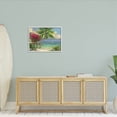 thumbnail image 2 of Floral Tropical Summer Vacation Resort Landscape Painting White Framed Art Print Wall Art, 2 of 7