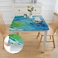 thumbnail image 2 of HAOXIT Abstract Elastic Edged Square Fitted Tablecloth,Grunge Splashes of Various Colored Paints Print Indoor Outdoor Polyester Fitted Tablecover for Home Kitchen Dining Room ,Fit Square Table 36*36, 2 of 8