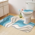 thumbnail image 2 of Aqua Beige Ombre Bath Mat 3 Piece Bathroom Rug Set, Modern Abstract Moire Art Geometric Non Slip Bath Rug Contour Mat and Toilet Lid Cover, Absorbent Shower Mats Soft Bath Rugs and Mats Sets, 2 of 8