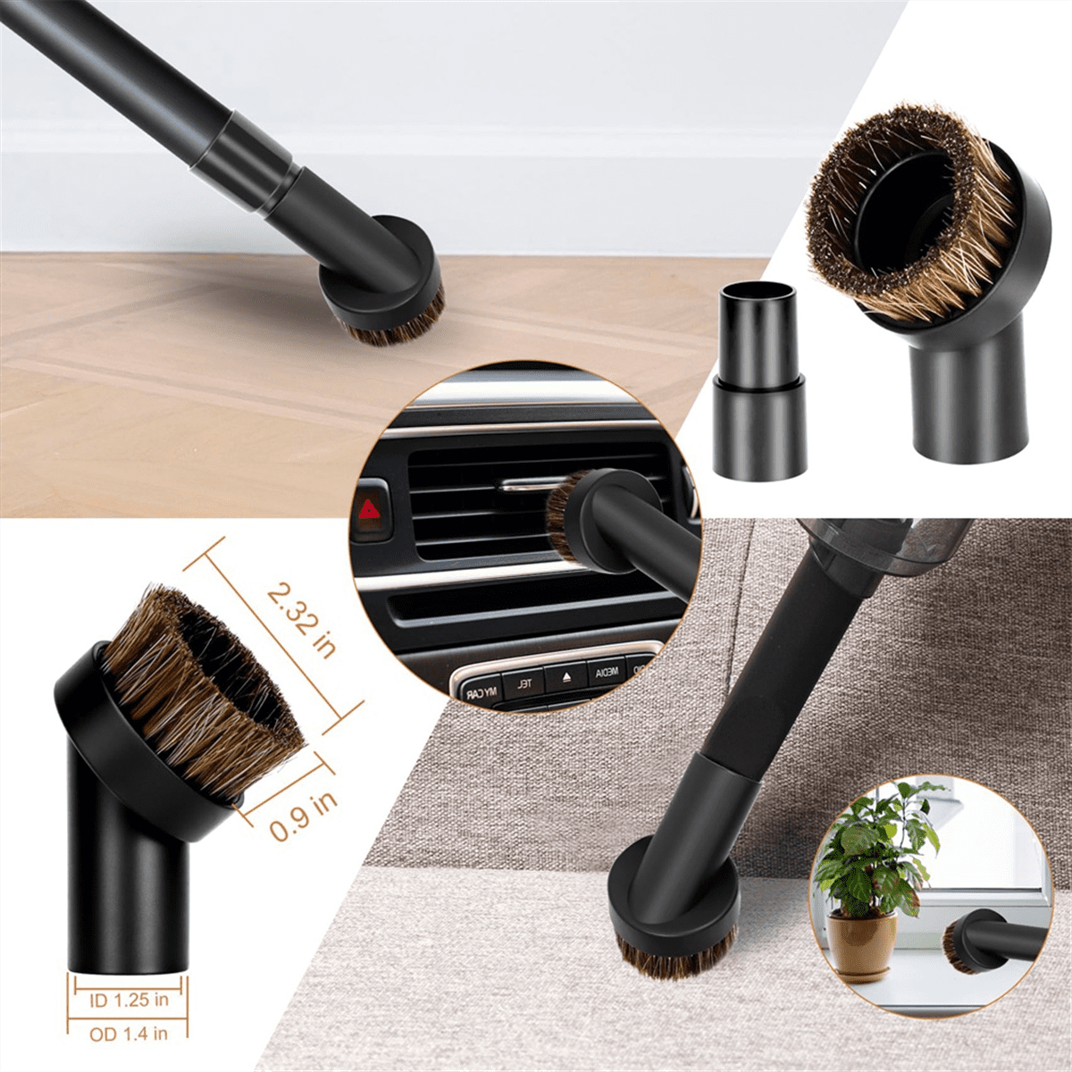 Universal Vacuum Attachment Kit, Universal Vacuum Attachments & Brushes 1.25 Inch Vacuum Hose Adapter Wet Dry