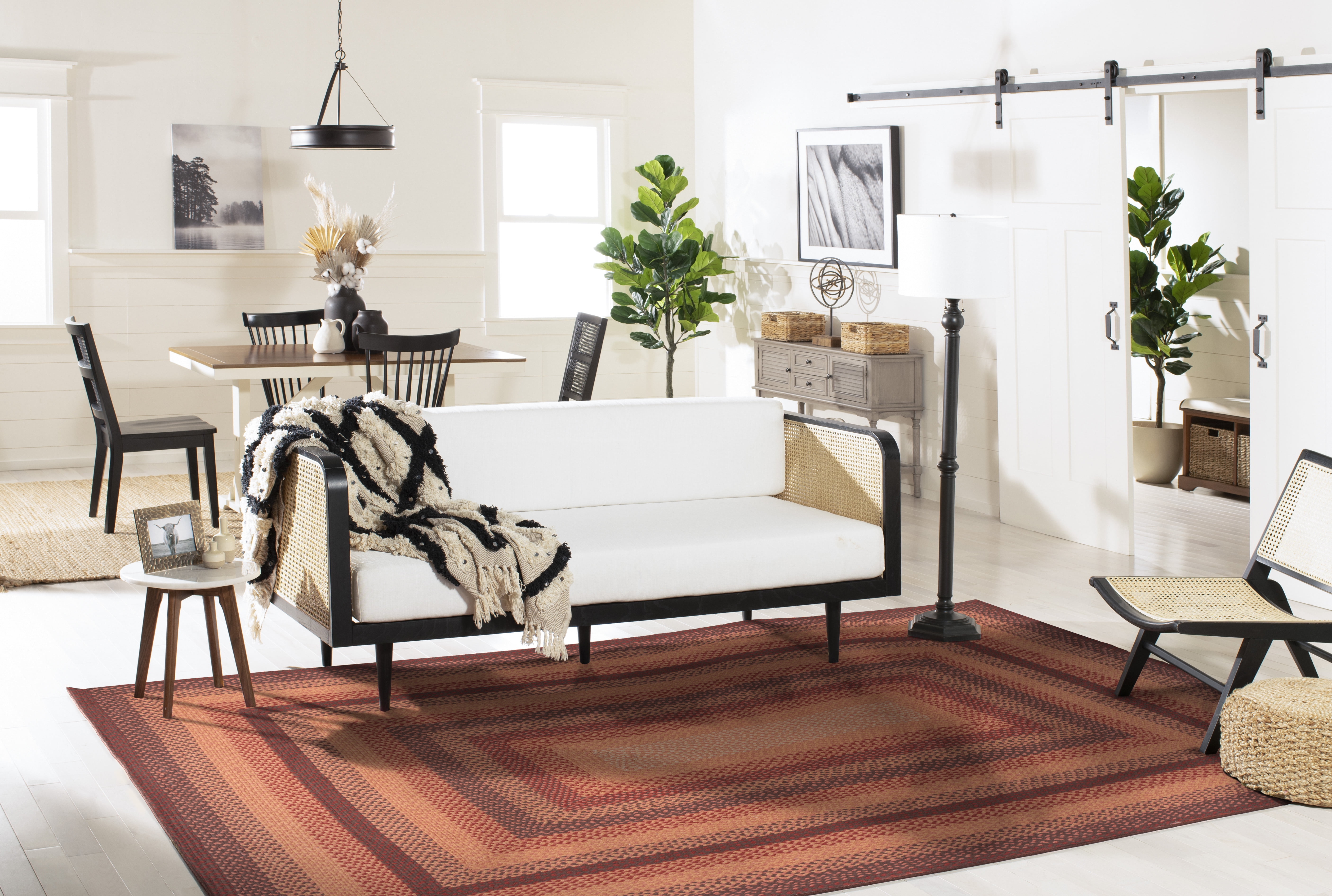 SAFAVIEH Braided Claes Bordered Reversible Area Rug, Orange/Rust, 6' x 6' Square