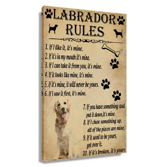 Labrador Dog Wall Art Funny Dog Poster Painting Canvas Wall Art Decoration Home Giclee Gallery Unframed 12x18 in