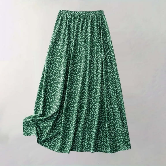 Njagoc3 Womens Summer Maxi Skirt with Floral Print, Lightweight Fabric, Comfortable & Chic