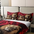 thumbnail image 4 of Erosebridal Lion Rose Duvet Cover Sets Queen Size, Animal Floral Print Comforter Cover Nature Theme Design Bedding Set Youth Adult, Modern Brown Lion Quilt Cover Decor Room, 4 of 6