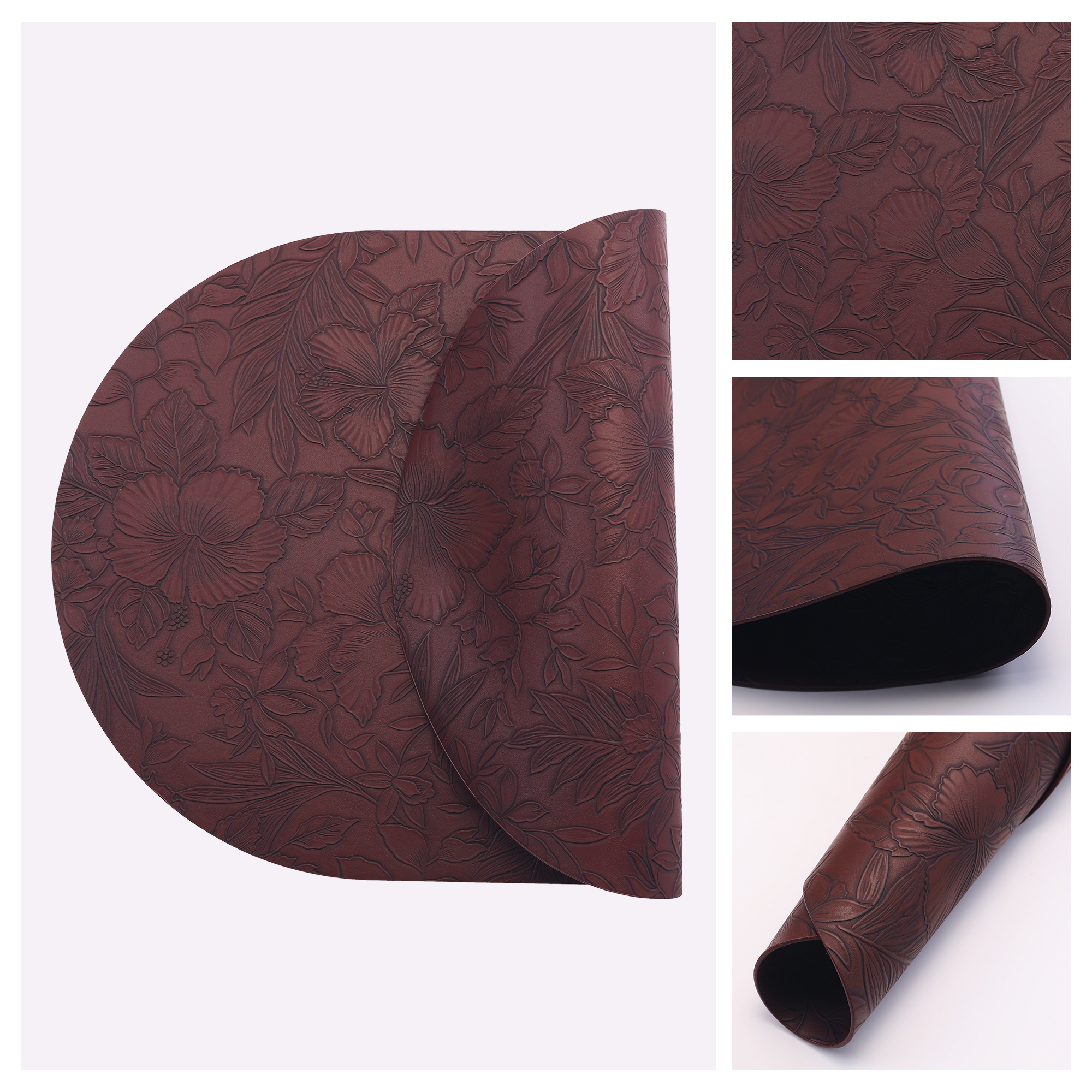 Placemats Set of 6 Leather Placemats for Kitchen Dining Table Decor Waterproof Heat Resistant Table Placemats Dark Brown 17.7*11.8inch