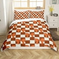 thumbnail image 1 of Erosebridal Housse de Couette Nœud Mignon Nœud Simple, Ensembles de Literie Carreaux Buffalo Bruns Taille Simple, Réversible 2 Pcs (Sans Couette), 1 of 7
