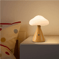 thumbnail image 4 of Modern Wood Grain Mushroom LED Nightlight, 3 Color Adjustable Table Lamp, Touch Control Bedside Night Light Cute Decor For Living Room, Desk And Bedside, 4 of 5