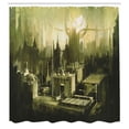 thumbnail image 3 of Ambesonne Grey Shower Curtain, Gothic Dark City Scenery, 69"Wx84"L, Pale Green White, 3 of 5