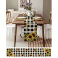thumbnail image 6 of Hokiten Table Runners 48 Inches Long Dress Scarves, Sunflower Checkered Farmhouse Kitchen/Dining Table Runner, Short Coffee Tablerunners, Black Buffalo Plaid Pastoral Flowers 13x48 Inch, 6 of 7