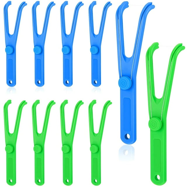 Dental Floss Holder Y Shape Plastic Dental Floss Rack Reusable Floss Pick Holder Teeth Cleaning Care Tool without Dental Floss for Home Travel Oral Cleaning 10Pcs