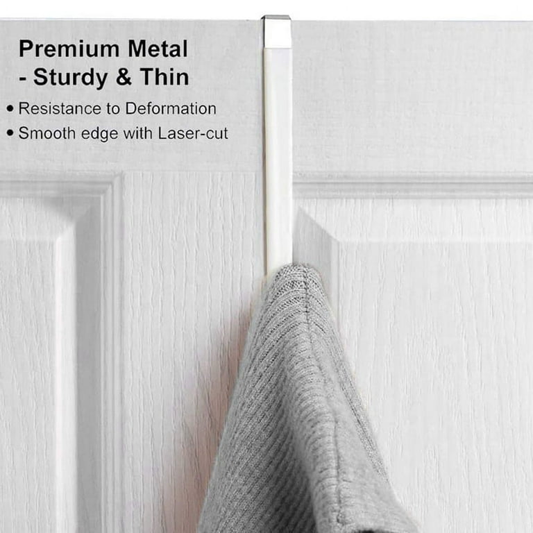 over Door Hooks for Hanging Clothes, 6 Packs Hanger Soft Rubber Surface  Prevent Scratches, Door Hook for Bathroom White
