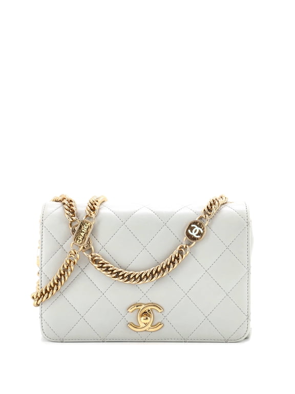 Pre-Owned Logo Enamel Full Flap Bag Quilted Lambskin Mini By Rebag