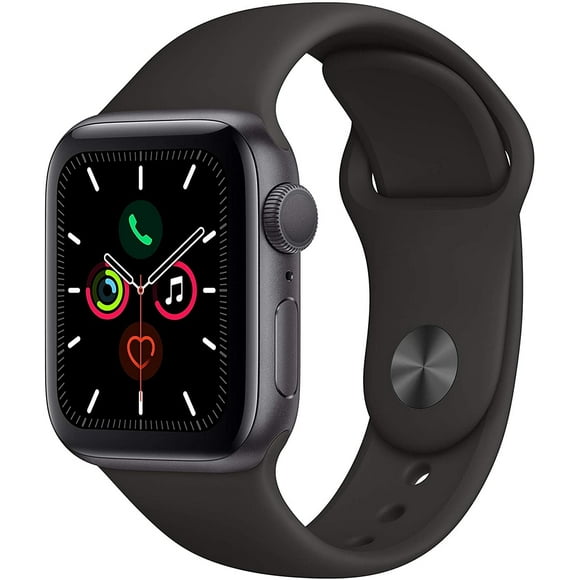 Refurbished Apple Watch Series 5 44mm GPS Aluminum Space Gray Black Sport Band Smartwatch (Refurbished)