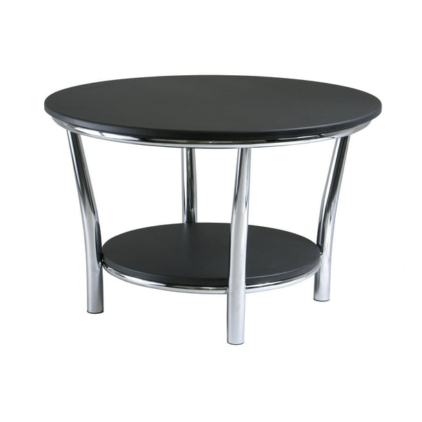 Winsome Wood Maya Round Coffee Table, Winsome Wood Maya Round Coffee Table Black Top Metal Legs